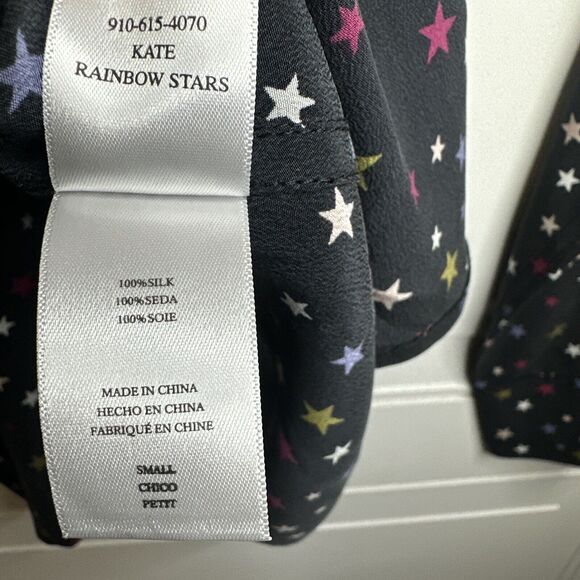 Rails Kate Silk Rainbow Stars Shirt Women's Size Small Button Down Designer Soft - Picture 8 of 16